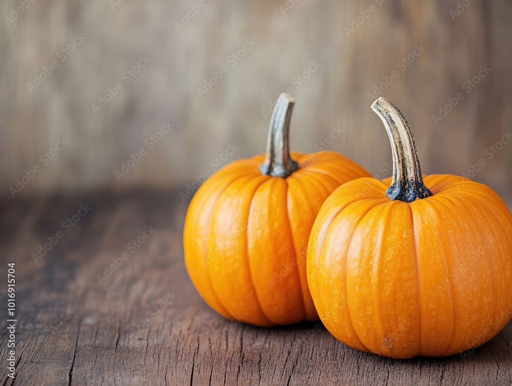 Autumn pumpkins on wooden background with blank space for text Autumn pumpkins on wooden background with blank space for text