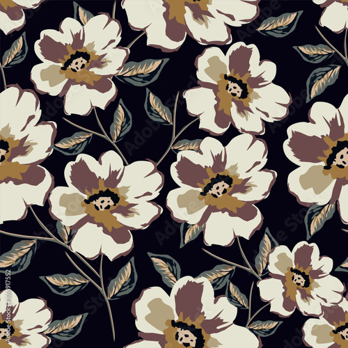 Vintage seamless floral pattern. Liberty style background of small pastel colorful flowers. Small flowers scattered over a white background. Stock vector for printing on surfaces