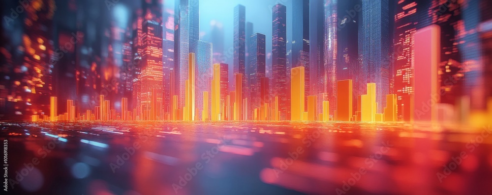 Futuristic Cityscape with Glowing Towers and Blurry Lights Futuristic Cityscape with Glowing Towers and Blurry Lights