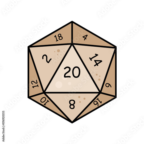 Natural 20, D20 dice, rpg dice - vector illustration