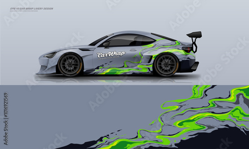 Sporty Racing Car wrap green livery design