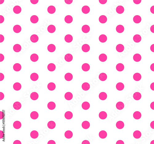 Pink polka dots pattern design on a white background.