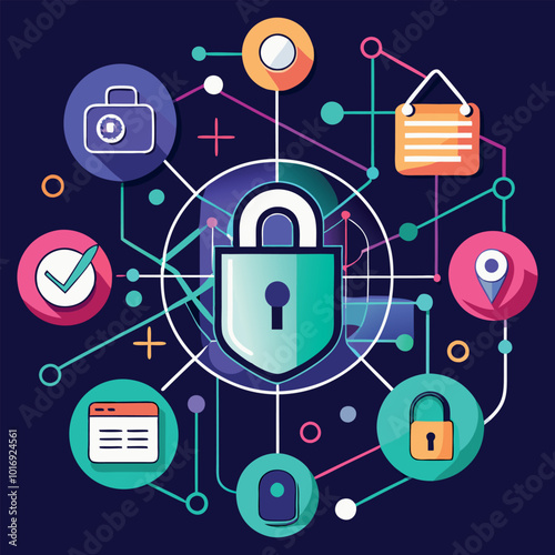 "Cybersecurity  vector art Essentials: Protecting Networks and Data"