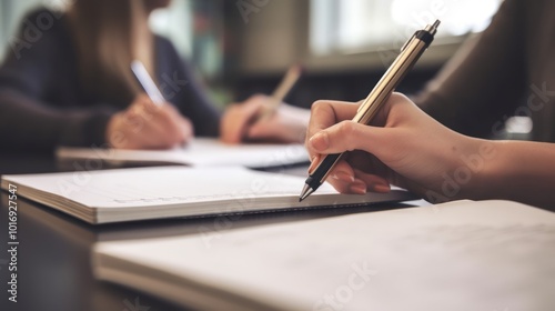 Close-up of a Hand Writing in a Notebook