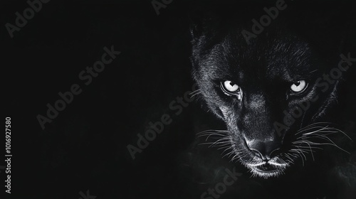 black background with an dangerous animal white eyes watching