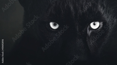black background with an dangerous animal white eyes watching