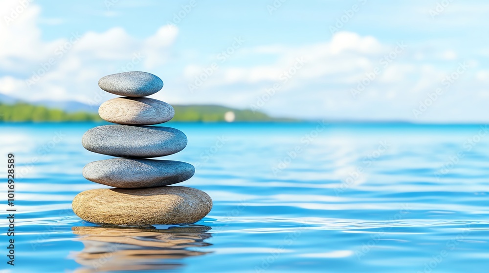 Tranquil Zen space, peace and harmony blending with mindfulness, 3D illustration Tranquil Zen space, peace and harmony blending with mindfulness, 3D illustration