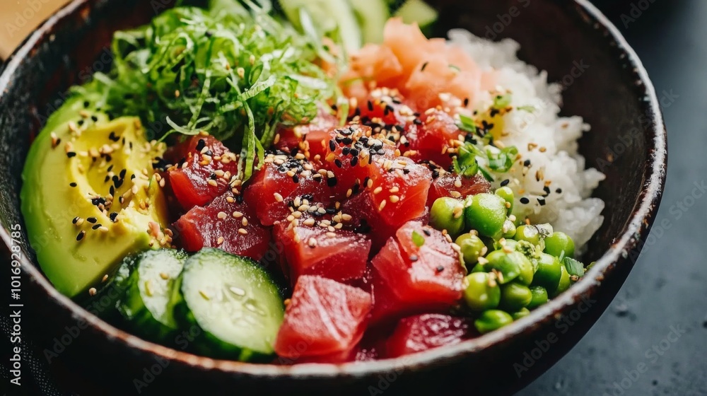 Fresh Sushi Bowl with Vibrant Ingredients