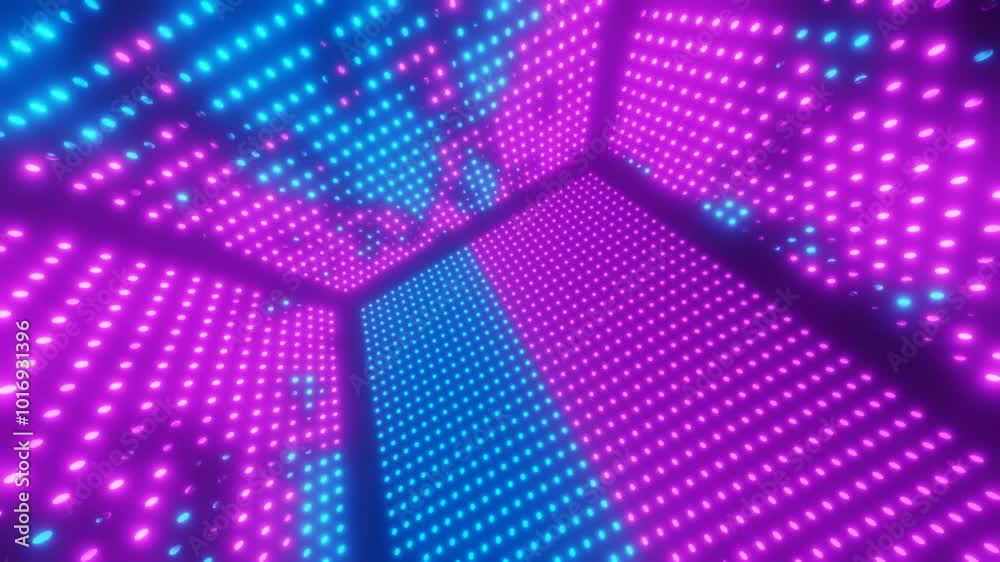 Square of neon particles abstract vj loop animation