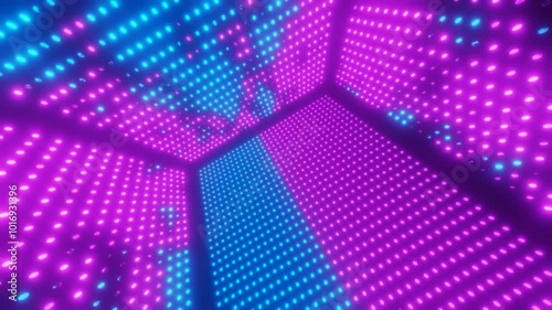 Square of neon particles abstract vj loop animation