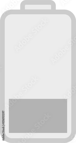 Gray battery icon. Weak battery icon.