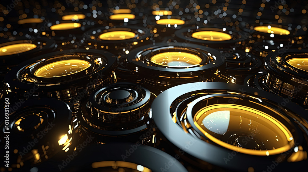 Technology abstract background with hud styled round interface elements in neon tech light. Technology abstract background with hud styled round interface elements in neon tech light.