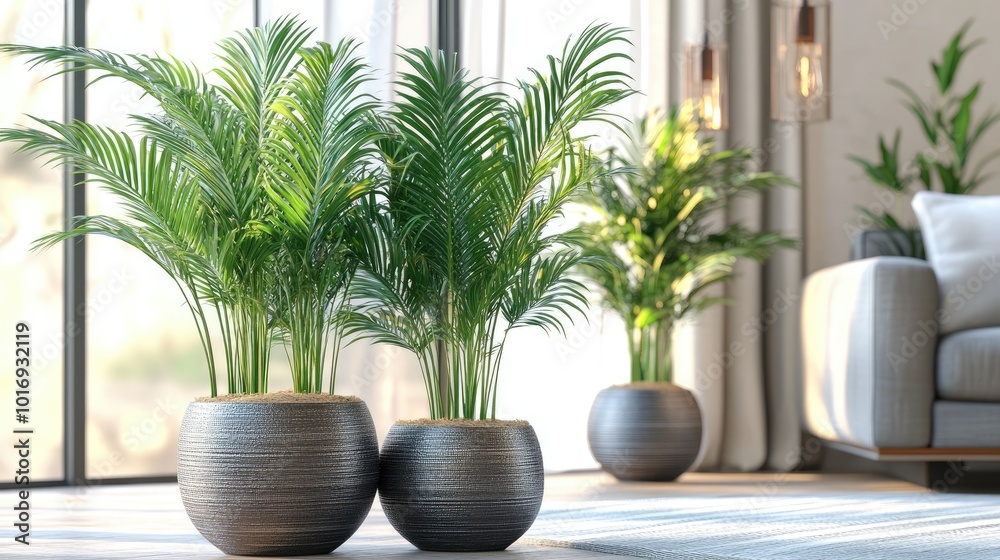 Lush Indoor Plants in Modern Living Space Lush Indoor Plants in Modern Living Space