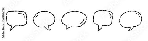 Cute hand drawn speech bubble vector set. Hand drawn doodle lettering quote frame for text.