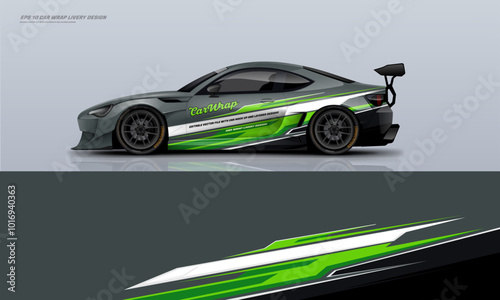 Sporty Racing Car wrap green livery design