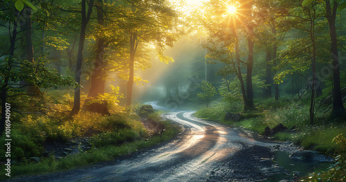 Forest Road in Morning Light