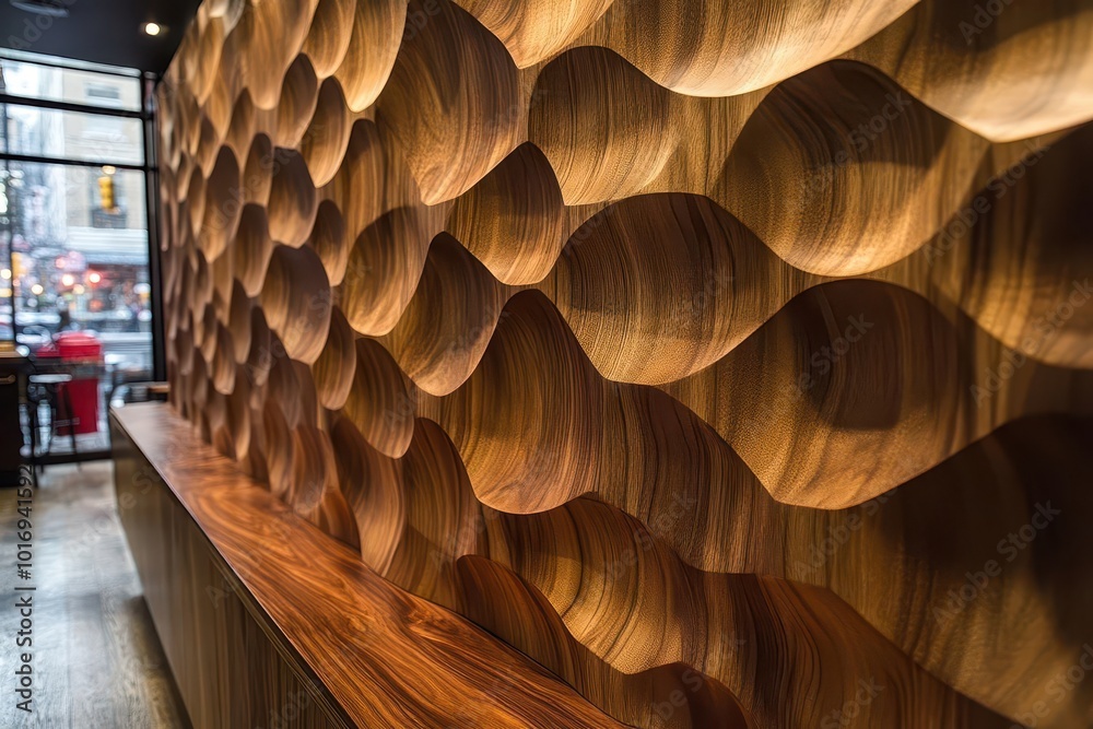 geometric wooden wall design showcasing a modern interior space with ...