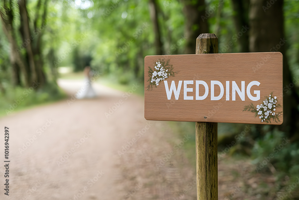 Wooden Sign with the Word ‘WEDDING’ | Romantic Wedding Decoration for a Rustic Outdoor Celebration Wooden Sign with the Word ‘WEDDING’ | Romantic Wedding Decoration for a Rustic Outdoor Celebration