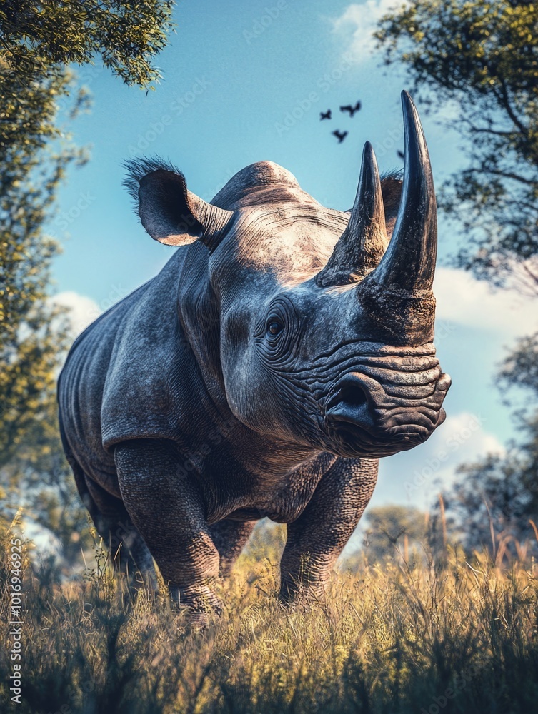 Fototapeta premium Wild Rhino in Natural Habitat