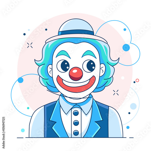 A flat illustration of clown face 