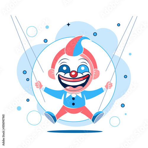 Clown swing illustration in flat style 