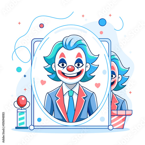 A flat style illustration of joker smile 