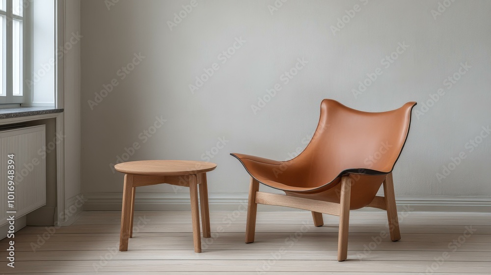 Leather butterfly chair in Living room outdoor patio, Furniture photography Leather butterfly chair in Living room outdoor patio, Furniture photography