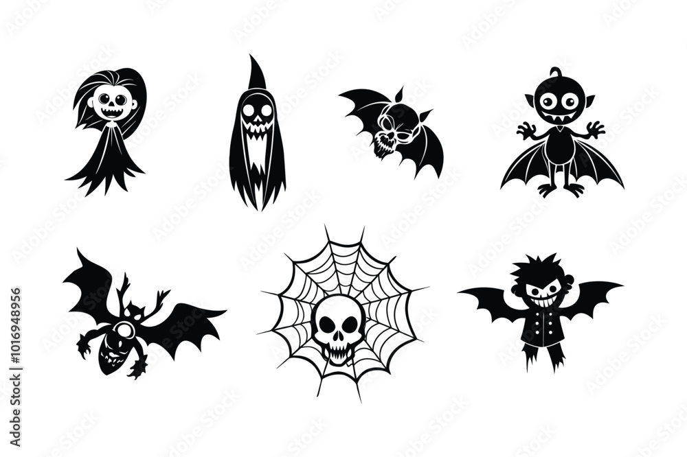 Halloween Set Silhouette Vector Illustration Halloween Set Silhouette Vector Illustration