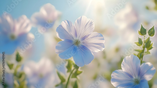 Delicate Light Blue Flower with Soft Petals Illustration