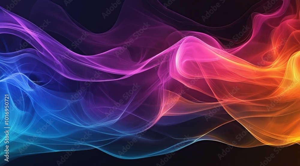 Abstract Colorful Smoke on Black Background, Digital Art Abstract Colorful Smoke on Black Background, Digital Art