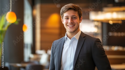 Confident Young Businessman in Modern Office Setting