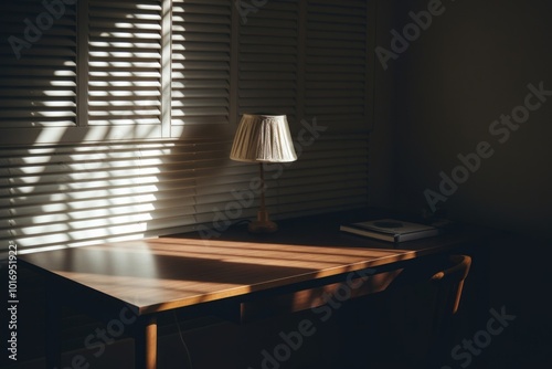 Studying desk furniture table light. photo