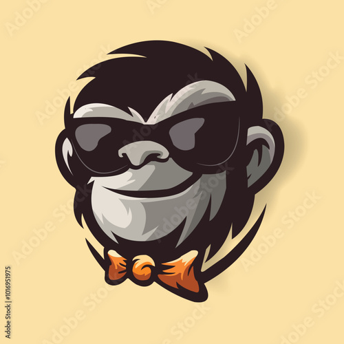 Monkey mascot logo vector. Animal vector illustration. Geek monkey logo. Chimpanzee vector logo design