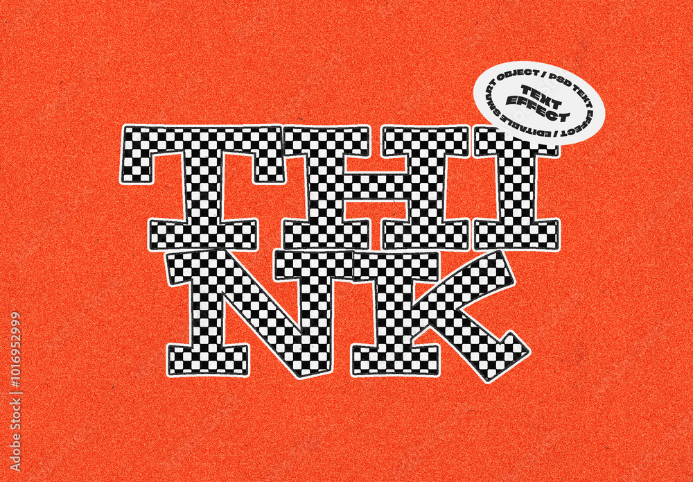 Retro Checkerboard Text Effect Stock Template | Adobe Stock