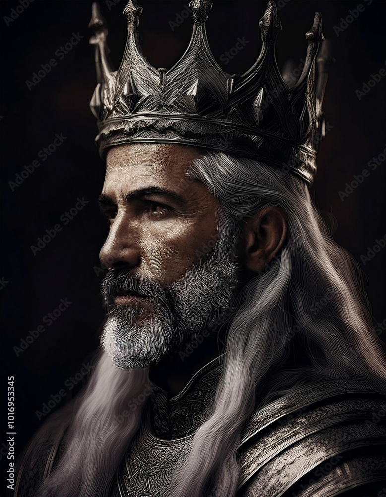 Fototapeta premium Retrato de un antiguo Rey de la edad media