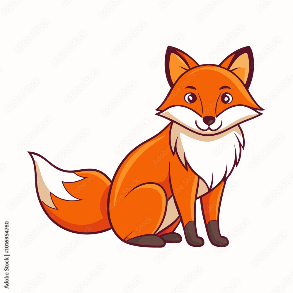 Cartoon Elegant Fox Art Vector Illustration for Modern Design
