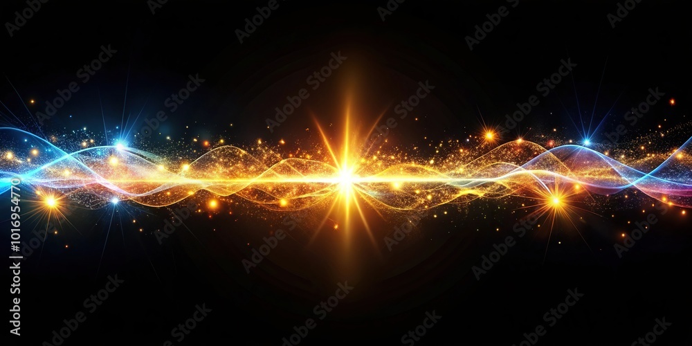 Obraz premium Abstract light effect on black background panoramic