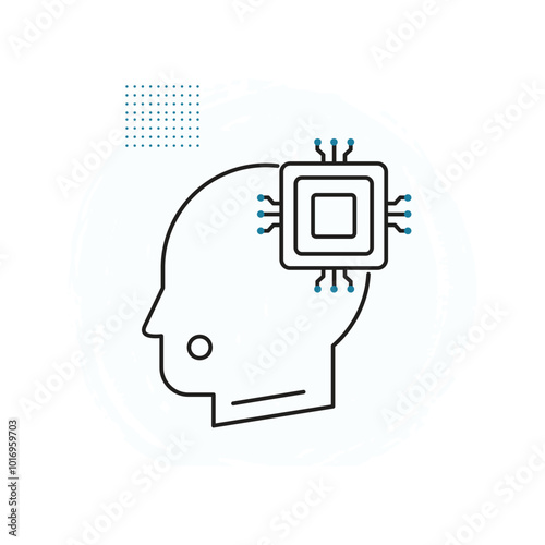 AI Brain for Human Neural Collaboration Vector ICon Design, AI-human interaction, cognitive augmentation