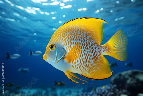 Three spot angelfish Apolemichthys trimaculatus a yellow