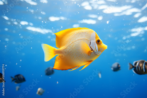 Three spot angelfish Apolemichthys trimaculatus a yellow