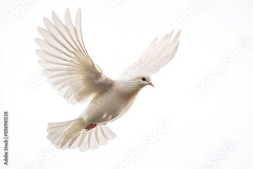 Graceful white dove in flight