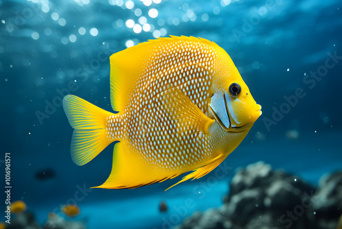 Three spot angelfish Apolemichthys trimaculatus a yellow