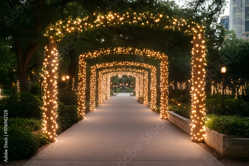 Archway Made of Lighted Garlands Creates an Enchanting Atmosphere | Magical Entryway for Festive Events and Celebrations