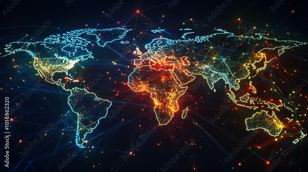 A Digital Representation of the World Connected by Bright Lines A Digital Representation of the World Connected by Bright Lines