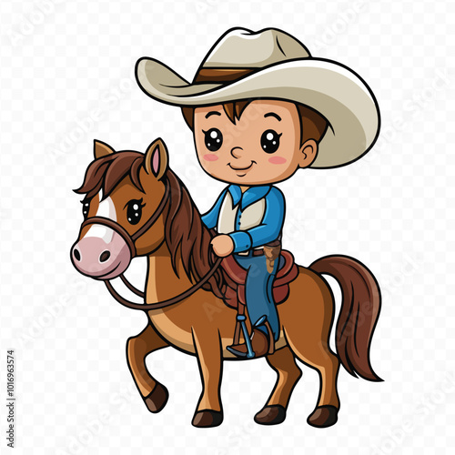 Set of Wild West Elements: Cowboy Equipment, Rodeo Silhouettes, and Lasso-Throwing American Cowboys on Horseback