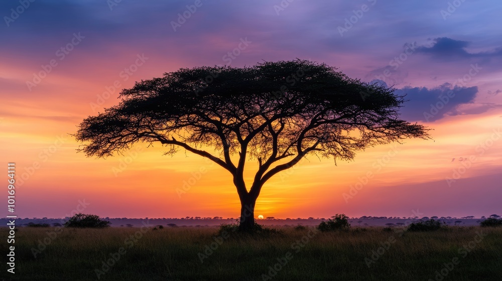 Majestic Silhouette of a Tree at Sunset Majestic Silhouette of a Tree at Sunset