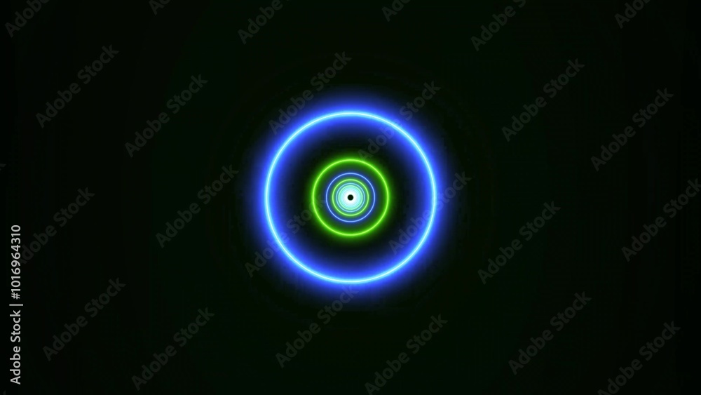 Blue green color neon circle zoom out tunnel background Blue green color neon circle zoom out tunnel background