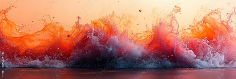 Abstract wave of colorful liquid splashing in a panoramic banner Abstract wave of colorful liquid splashing in a panoramic banner