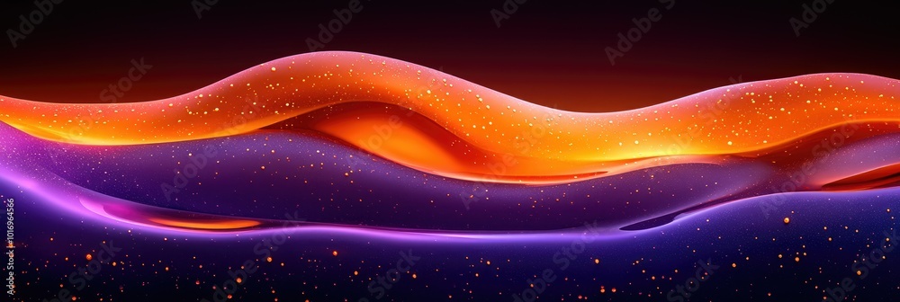 Starry sky background with abstract orange and purple waves for panoramic banner Starry sky background with abstract orange and purple waves for panoramic banner