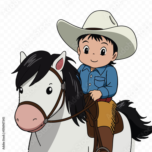 Set of Wild West Elements: Cowboy Equipment, Rodeo Silhouettes, and Lasso-Throwing American Cowboys on Horseback